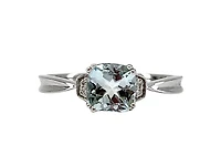 10K White Gold 0.80cttw Aquamarine & 0.02cttw Diamond Ring, size 7