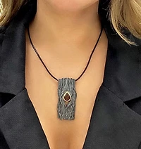 Silver and 18K Yellow Gold Plated Garnet Pendant, 18"