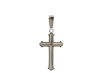 925 Sterling Silver 23mm x 13mm Patterned Flat Cross Charm