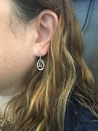 Sterling Silver and 10K Rose Gold 0.07cttw Diamond Chandelier Dangle Earrings