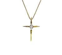10K Yellow Gold 0.015cttw Diamond Cross Pendant