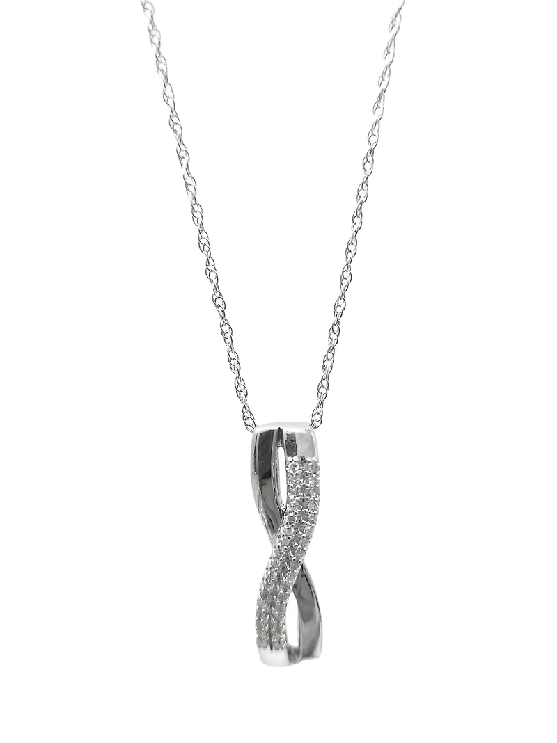 10K White Gold 0.05cttw Diamond Pendant, 18"