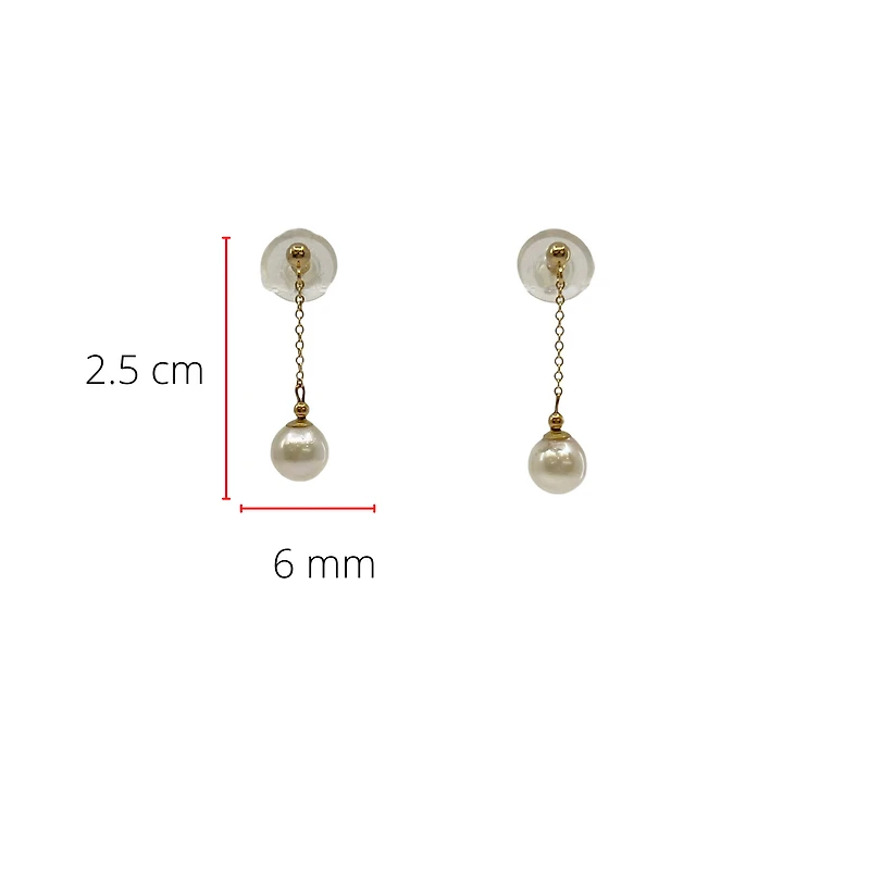 14K Gold Cultured Pearl Earrings with Butterfly Backs