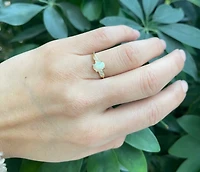 10K Yellow Gold 7mm x 5mm Opal and 0.04cttw Diamond Ring - Size 6.5