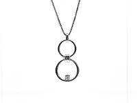 Sterling Silver 0.102cttw Diamond Double Infinity / Circle Necklace, 18"