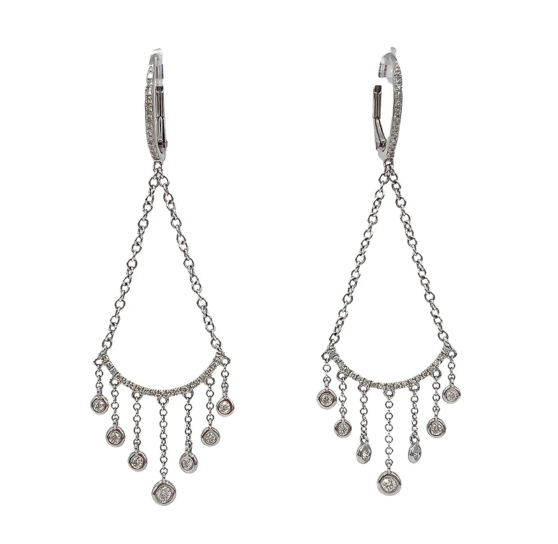 14K White Gold 0.34cttw Dangle Diamond Earrings