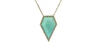 14K Yellow Gold 5.35cttw Amazonite and 0.18cttw Diamond Necklace, 18"