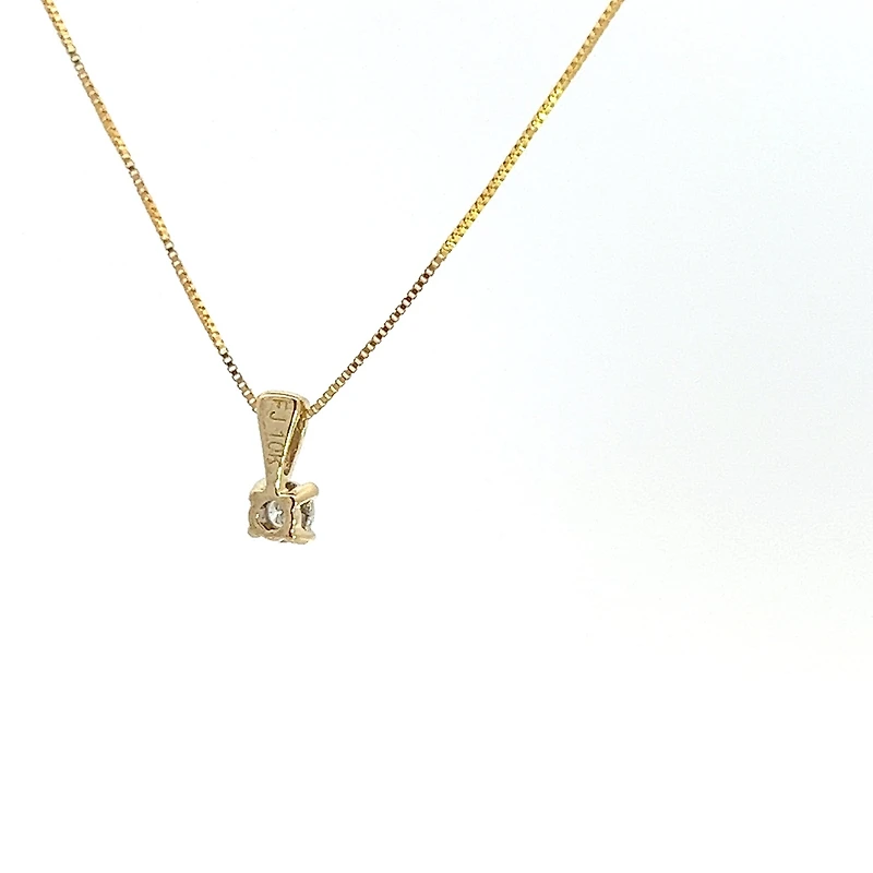 10K Yellow Gold 0.03 cttw Diamond Illusion Set Solitaire Pendant, 18"