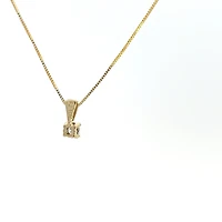 10K Yellow Gold 0.03 cttw Diamond Illusion Set Solitaire Pendant, 18"