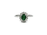 10K White Gold Emerald & 0.16cttw Diamond Ring, size 6.5