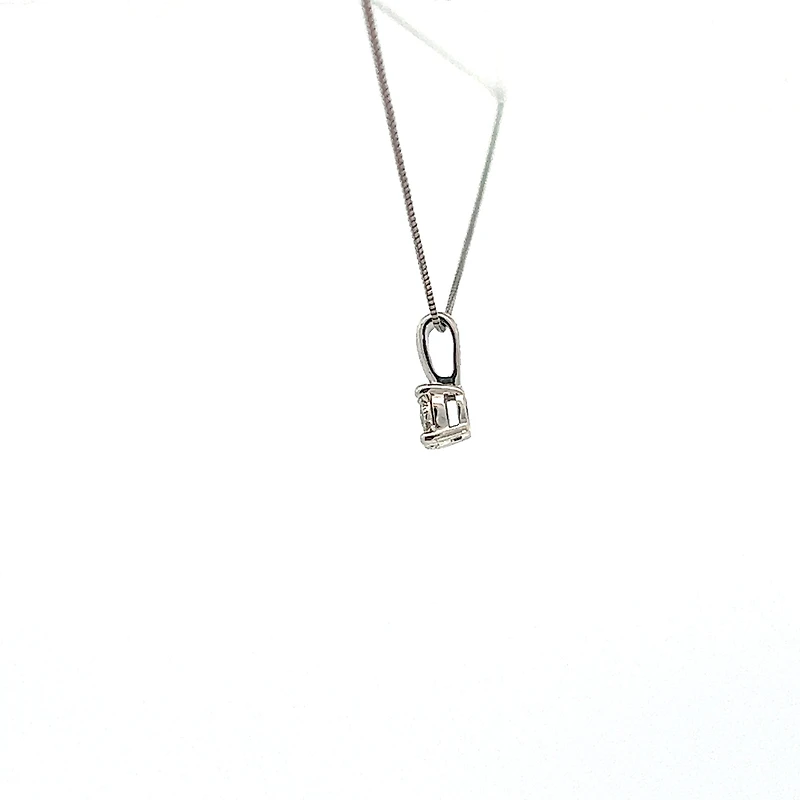 10K White Gold 0.06 cttw Diamond Illusion Set Solitaire Pendant, 18"