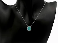10K White Gold Custom Made Australian Opal Doublet and Diamond Pendant, 18"
