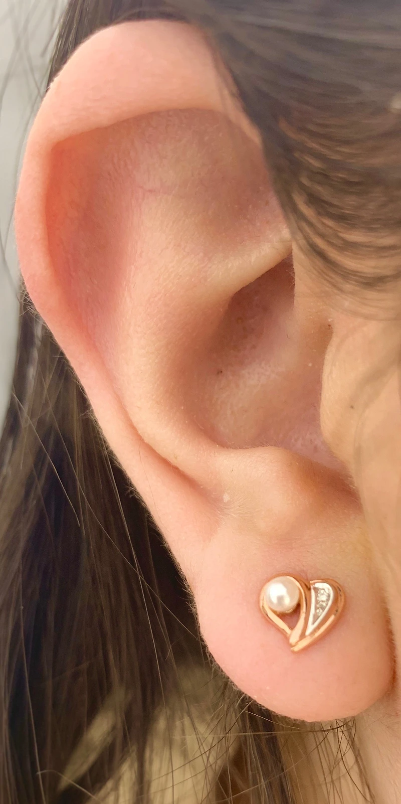 Rose Gold Pearl & Diamond Earrings