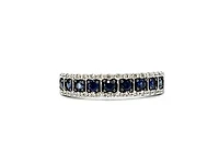 14K White Gold  0.35cttw Genuine Sapphire & 0.8cttw Diamond Ring, size 7