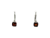 10K White Gold 1.35cttw Genuine Garnet and 0.01cttw Lever Back Earring