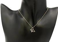 10K Yellow Gold Gold Butterfly 0.03cttw Diamond Necklace - 18"