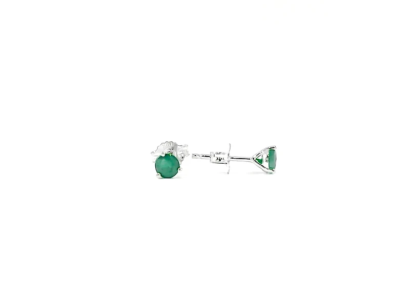 10K White Gold 0.46cttw Emerald Stud Earrings
