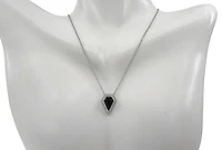 14K White Gold 0.78cttw Onyx and 0.10cttw Diamond Necklace - 18 Inches