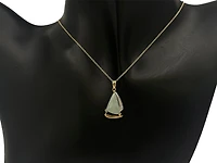 10K Yellow Gold Sailboat Shape Jade Pendant with Diamonds - 18"