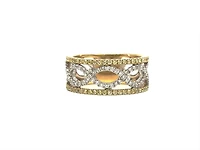 14K Yellow & White Gold 0.57cttw Natural White and Fancy Yellow Diamond Ring - Size 7