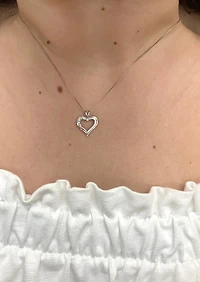 10K White Gold 0.04cttw Diamond Heart Pendant - 18"
