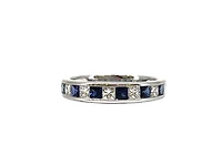 14K White Gold 0.65cttw Genuine Sapphire & 0.39cttw Diamonds Ring, size 6.5