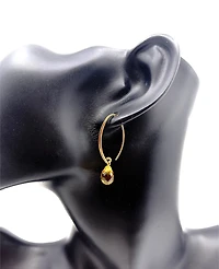 14K Yellow Gold Citrine Earrings 37mm