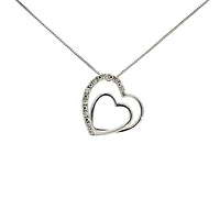 10K White Gold 0.05cttw  Diamond  Heart Pendant, 18"