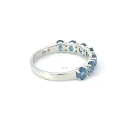 10K White Gold Sapphire & Diamond Ring, size 6.5 - 4.5