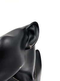 10K Two Tone Rose and White Gold 0.02cttw Diamond Heart Shaped Stud Earrings