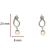 10K White Gold 6.5mm Cultured Pearl and 0.08cttw Canadian Diamond Dangle Earrings