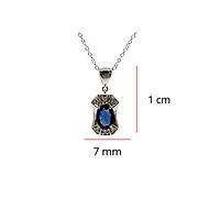 10K White Gold 0.45cttw Blue Sapphire and 0.03cttw Diamond Pendant - 18"