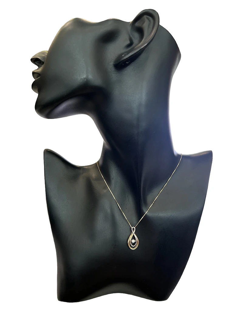 10K Yellow and White Gold 0.10 cttw Diamond Pulse Pendant, 18"