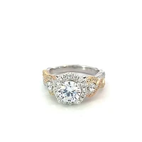 14K Tri Tone Round Brilliant Cut Diamond Ring - Mount Only (No centre diamond) / Gold