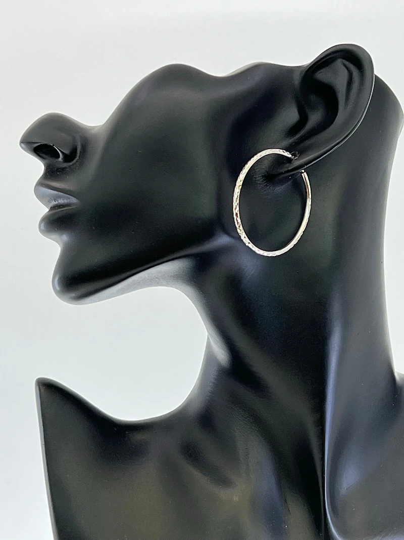 10K White Gold 40mm Sleeper/Keeper/Hoop Earrings