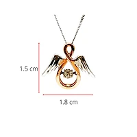10K Rose Gold & White Gold 0.05cttw Diamond Angel Pendant, 18"