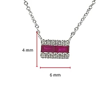 14K White Gold Ruby and Diamond Necklace, 18"