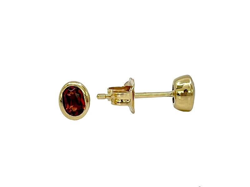 10K Yellow Gold 0.45cttw Oval Cut Garnet Earrings