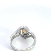 925 Sterling Silver Citrine & Diamond Ring - 4.5