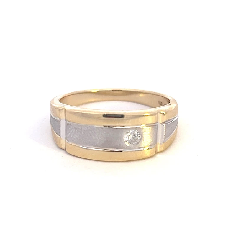 10K Yellow Gold 0.07cttw Diamond Gents Ring, size 10 - 7.5