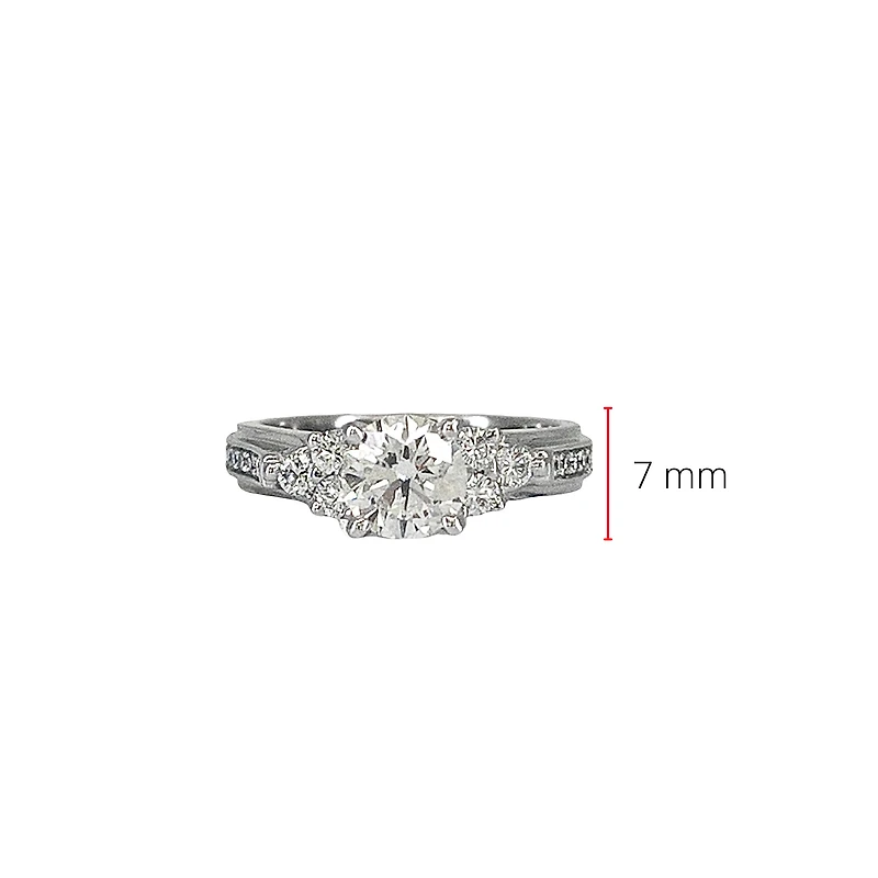 14K White Gold 1.37cttw Diamond Engagement Ring, size 6.5