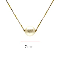 10K Yellow Gold Fine Box Chain with 7mm Cultured Pearl - 18 Inches