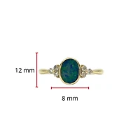 10K Yellow Gold 0.75cttw Genuine Australian Doublet Opal and 0.13cttw Diamond Ring, size 7