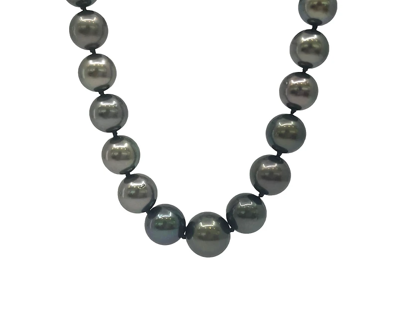 14K White Gold 9-12.3mm Tahitian Pearl Strand - 18"