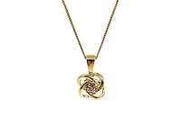 10K Yellow Gold 0.05cttw Canadian Diamond Love Knot Necklace, 18”