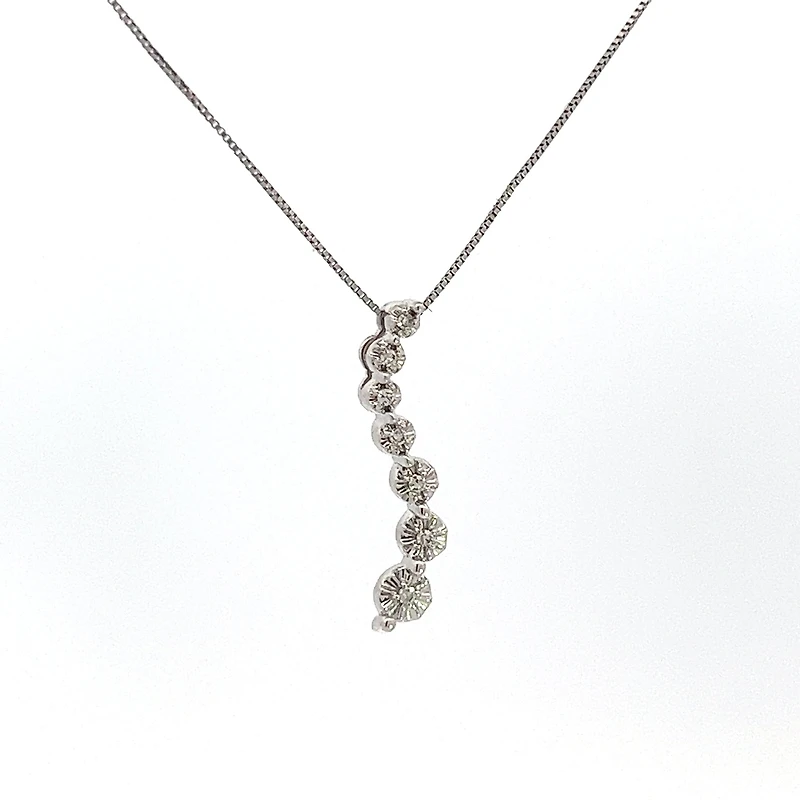 10K White Gold 0.04 cttw Diamond Journey Pendant, 18"