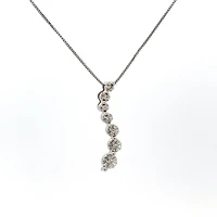10K White Gold 0.04 cttw Diamond Journey Pendant, 18"