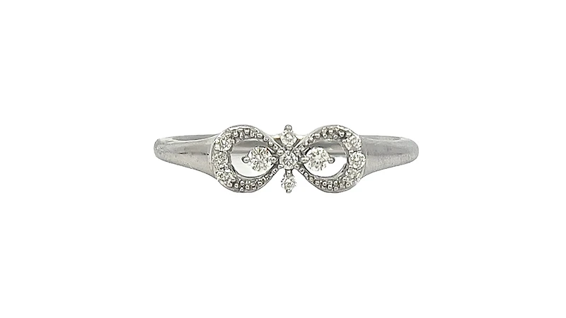 10K White Gold 0.10cttw Diamond Infinity / Cross Ring, size 6