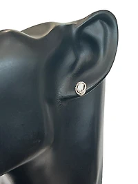 925 Sterling Silver Opal & Diamond Stud Earrings