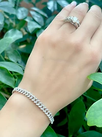 10K White Gold 2.00cttw Miami Cuban Link Tennis Bracelet - 7.25"